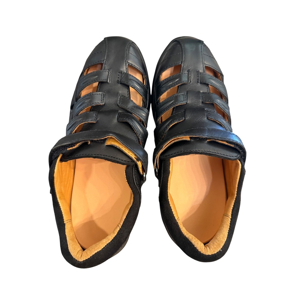 Dr. Comfort Breeze 0810 Black Leather Fisherman Sandals Womens 7.5W Wide